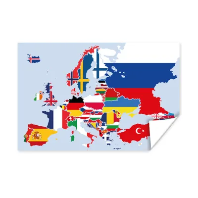 Obrázok produktu pre MuchoWow® Plagát - Mapa - Európa - Vlajka - 180x120