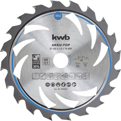 Produktbild von kwb 584554 Hartmetall Kreissägeblatt 160 x 20 x für Akkumaschinen mm Zähne 20