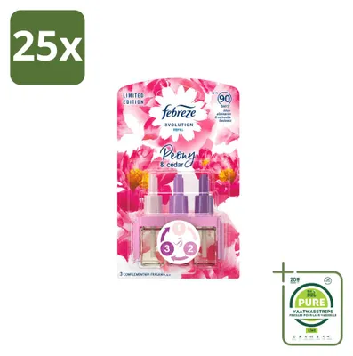 Image de 25 recharges Febreze 3Volution – Pivoine et cèdre – Lot de 25 pièces