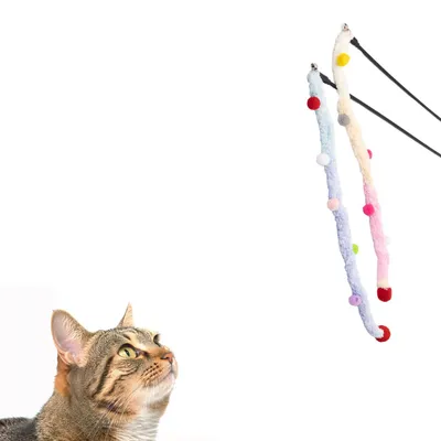 Produktbild von Katzenangel-Set mit · Plüschschlange & Kügelchen · 2 Stk. · Katzenspielzeug · 47 + 43 cm