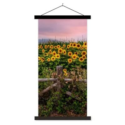 Produktbild von MuchoWow® Textilposter Sonnenblume - Blumen - Pflanzen 90x180 cm mit schwarzem Rahmen - Dekoration Wohnzimmer
