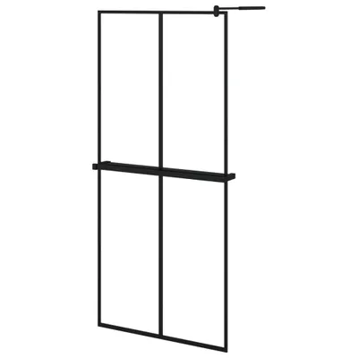 Produktbild von vidaXL Duschwand mit Ablage für Walk-In-Dusche Schwarz 90x195 cm ESG