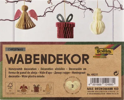 Obrázek produktu pro folia 49231 folia voštinová dekorace VÁNOCE, sada 3 ks Gift & Co
