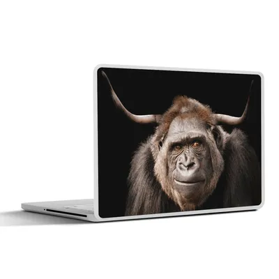 Produktbild von MuchoWow® Laptop Aufkleber Sticker Cover Affe - Horn - Schottischer Highlander 40x30 cm - Laptop Dekoration - Selbstklebend