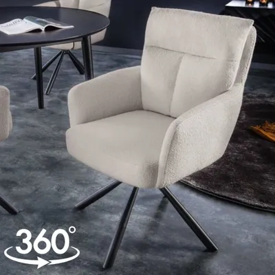 Produktbild von Bequemer Drehstuhl CHARLES mit Federkernpolsterung beige Bouclé