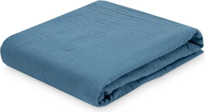 Produktbild von Spannbetttuch Spanntuch Musselin blau 70/140