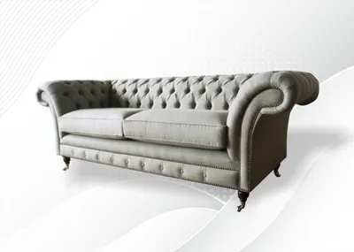Produktbild von Chesterfield 3 Sitzer Textil Sofa Grau Design Couchen Polster Sofas Couchen Neu