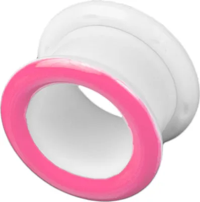 Produktbild von viva-adorno 1 Stück 5mm Flesh Tunnel Acryl Ohrpiercing Weiß zum Schrauben farbiger Ring zweifarbig Größe 3 - 14mm Z428ws, rosa