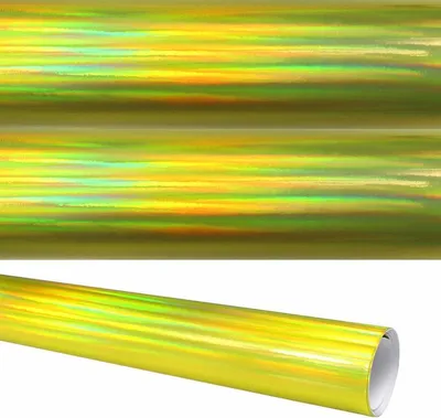 Produktbild von (16,44€/m²) Rapid Teck® Autofolie Rainbow Oil Slick Hologramm Folie Gelb 152 cm Breite Laufmeterware selbstklebende Folie mit Luftkanälen Auto Folie