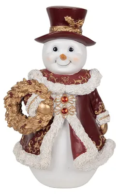 Image de Clayre & Eef Figurine de décoration Bonhomme de neige 15x14x24 cm Blanc Plastique