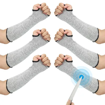 Schnittfeste Armschoner 3 Paar, M, Grau, HPPE, Stufe 5