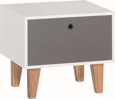 Produktbild von Jugendzimmer - Nachtkommode Syrina 13, Farbe: Weiß / Grau - Abmessungen: 47 x 54 x 45 cm (H x B x T)