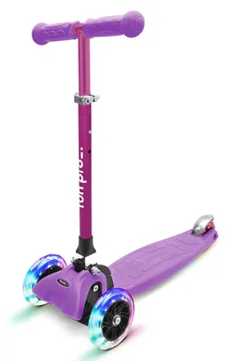Produktbild von fun pro ONE Deluxe Kinder Roller – 3 Räder, 3-6 Jahre, Klappbar & Höhenverstellbar, LED-Räder, Schwerkraftlenkung, bis 50 kg, Scooter Kinder, Roller Kinder, Lila