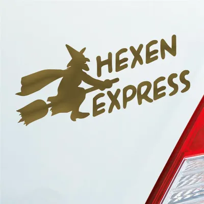 Produktbild von Auto Aufkleber Hexen Express Witch Besen Magic 15x7 cm Gold Sticker Heckscheibenaufkleber