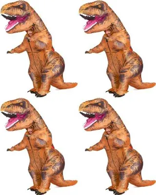 Obrázok produktu pre sada 4 nafukovacích kostýmov "T-Rex" pre dospelých na maškarné večierky, halloweenský kostým dinosaura s integrovaným ventilátorom, UFOMAN - T4REXCOS