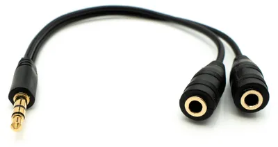 Produktbild von SYSTEM-S Audio Y Kabel 20 cm Stereo AUX Klinke 3,5mm Stecker zu 2x Buchse Adapter Schwarz