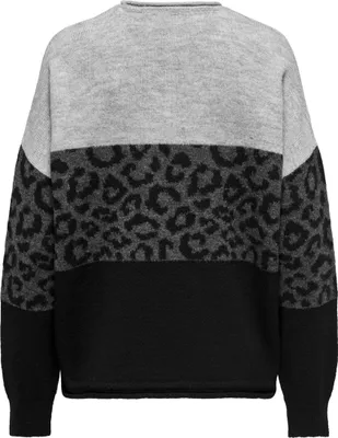 Produktbild von ONLY ONLJADE ANIMAL LS O-NECK KNT NOOS Light Grey Melange/VITA M