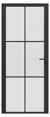 Zdjęcie produktu dla Zestaw drzwi - Odwracalne - Aluminium i szkło matowe - 204 x 83 cm - Czarny - SEROTO