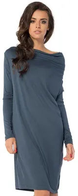 Produktbild von Damen Mini-Kleid klassisch Langarmkleid; Grafit/M/L 38/40