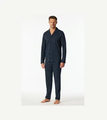 Image de Schiesser pyjama pantalon long en maille fine bleu nuit pour hommes