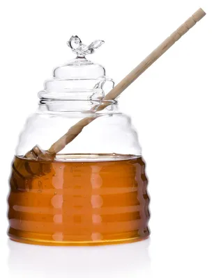 Imagen del producto de Envase de vidrio de 500 ml para miel, con cuchara incluida