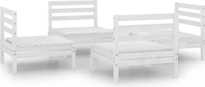 Produktbild von vidaXL 4-tlg. Garten-Lounge-Set Weiß Kiefer Massivholz