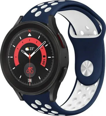 Produktbild von Strap-it Samsung Galaxy Watch 5 Pro Sportarmband (Blau/Weiß)