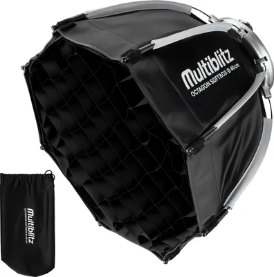 Immagine prodotto di Softbox Multiblitz Octagon Ø 40 cm con mini adattatore Bowens, griglia (griglia a nido d'ape) e diffusore inclusi