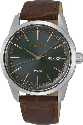 Seiko SNE529P1 Herrenuhr Solar Braun/Grün 1