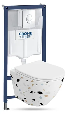 Produktbild von LAVITA WC-Set SOFISTONE GROHE Solido spülrandlos Silber rund