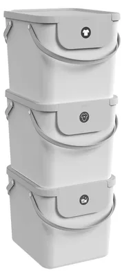 Produktbild von Rotho 3tlg.Wäschesortiersystem Set 40 L Albula aus Kunststoff - Wäschesammler mit Deckel - Wäschekorb 40,0 x 35,8 x 34,0 cm - Wäschesortierer