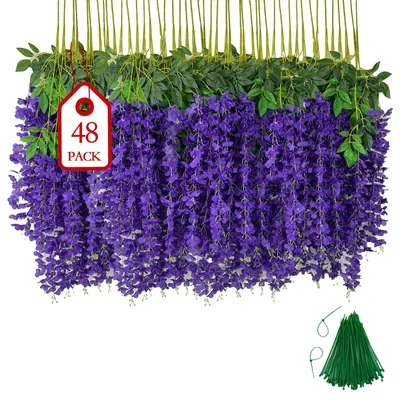 Immagine prodotto di Solidchoice - 48 fiori artificiali color viola scuro, ideali per la decorazione