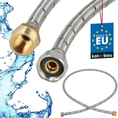 Obrázok produktu pre KOTARBAU® Flexibilná hadica 1/2 palca Vodná hadica 140 cm Odolná hadica Vonkajší závit x vnútorný závit Pripojovacia hadica k armatúre Hadica k vodovodnému kohútiku