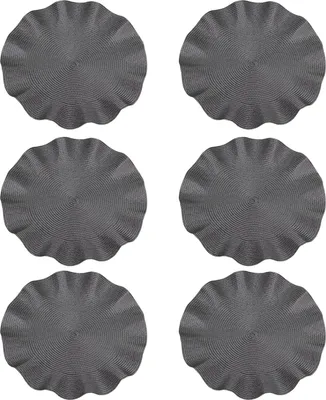 Produktbild von 6-teiliges rundes Tischset-Set mit Webdesign, waschbar, rutschfest, gewellter Rand, hitzebeständige Tischmatte