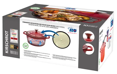 Produktbild von ELO Kirschrot Servierpfanne Gusseisen rund robust Induktion rot 28cm