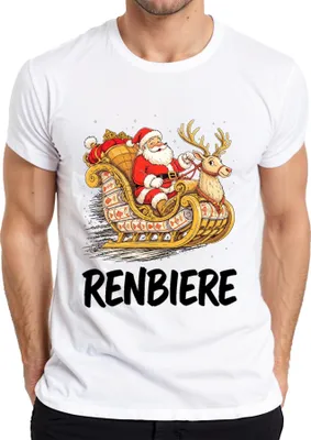 Obrázek produktu pro Renbiere Father Christmas Sleigh Reindeer Christmas Father Christmas Pánské tričko, bílé, 3XL