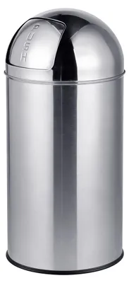Produktbild von Relaxdays Mülleimer, 35 Liter, Push-Deckel, Edelstahl, entnehmbarer Inneneimer, Küche, Badezimmer, Abfalleimer, silber