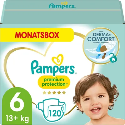 Produktbild von Pampers 81665960, Junge/Mädchen, Windel mit Klebeband, 13 kg, Mehrfarbig, Velcro, 12 h