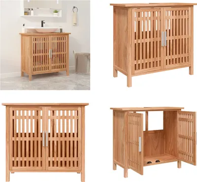 Produktbild von vidaXL Waschbeckenunterschrank 66x29x61,5 cm Massivholz Nussbaum - Waschbeckenunterschrank - Waschbeckenunterschränke - Badezimmerschrank - Waschtischunterschrank