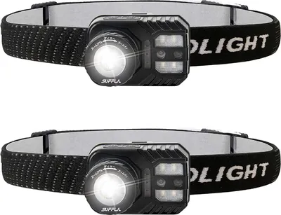Produktbild von Diyarts Kopflampe (2-St., LED-Stirnlampen-Taschenlampe [2er Pack] - Wiederaufladbare Stirnlampen), für Laufen Camping Angeln & Outdoor 5 Modi mit rotem Sicherheitslicht