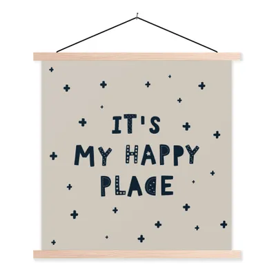 Produktbild von MuchoWow® Textilposter Das ist mein glücklicher Ort - Zitate - Sprichwörter - Kinder - Kinder 60x60 cm mit holzfarbenen Rahmen - Wanddekoration