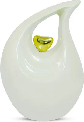 Produktbild von Teardrop Urne 800 ML - Handgefertigte Aluminium Urne für Menschen und Haustiere - Weiße Dekorationsurne