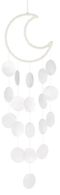 Muschel-Windspiel, handgefertigt, weiß, 15 x 55 cm, für Garten & Terrasse