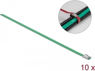 Produktbild von DELOCK Edelstahlkabelbinder L 300 x B 4,6 mm grün 10 Stück