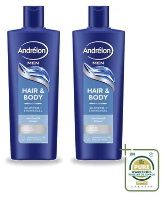 Image de 2 x Shampooing pour homme Andrélon, pour cheveux et corps – 400 ml - Lot de 2