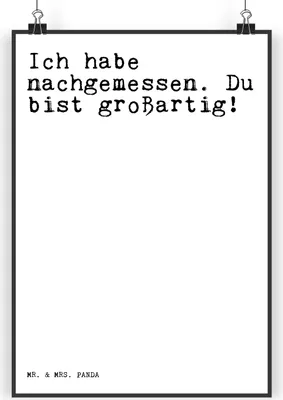 Produktbild von Mr. & Mrs. Panda Bild Ich habe nachgemessen. Du... DIN A4 - Weiß - Geschenk, kunstdruck poster, drucke, Spruch Familie, Lieblingsmensch, Wandbild, wanddeko, Kompliment