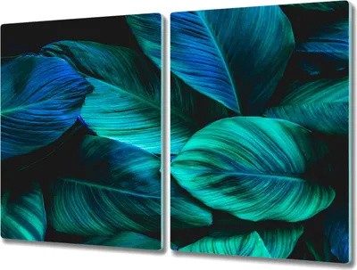 Produktbild von Coloray Hackbrett Kochplattenabdeckung Herdabdeckplatte 2x40x52 cm Schneidebrett Küchenbrett - Blume Pflanze Blätter