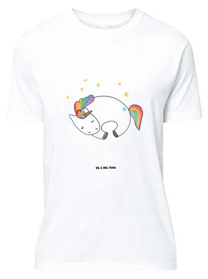 Produktbild von Mr. & Mrs. Panda Größe XL T-Shirt Einhorn Nacht - Weiß - Geschenk, Unicorn, Tshirt, mit Spruch, Freundin, Träume, Einhörner, Shirt