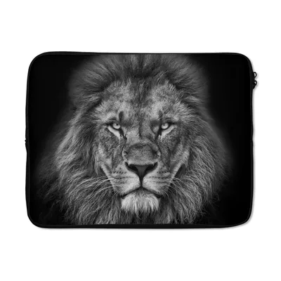 Produktbild von MuchoWow® Laptop Hülle 15 Zoll Tiere - Löwe - Schwarz - Weiß - Porträt Laptoptasche - Laptoptasche - Sleeve - Rundum-Schutz