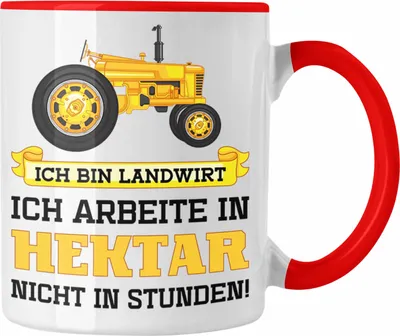 Produktbild von Trendation - Landwirt Geschenk Tasse Landwirtschaft Geschenke für Männer Traktor Spruch Kaffeetasse (Rot)